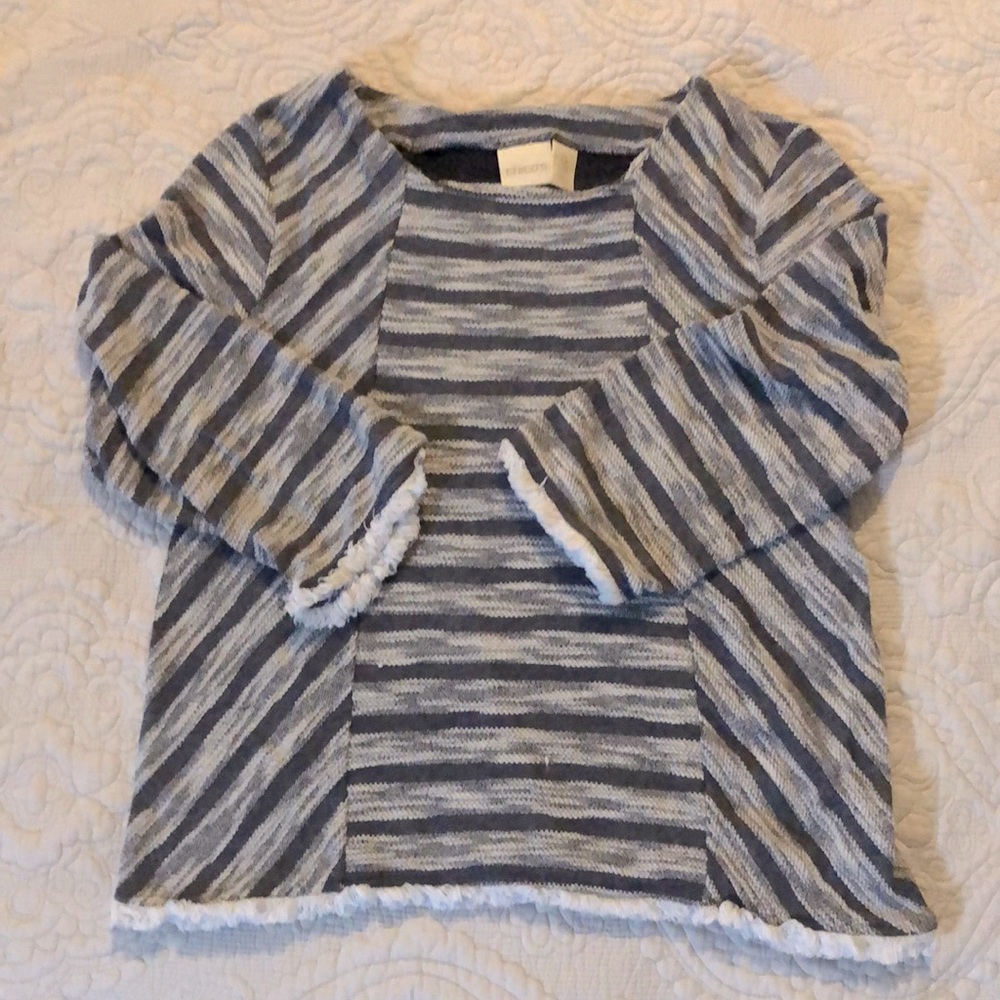 Textured/Woven Chico’s Stripe Top w/ Frayed Edges 0